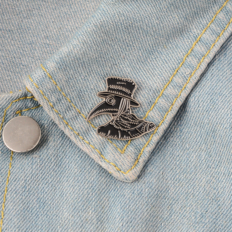 Enamel brooch black dark brooch