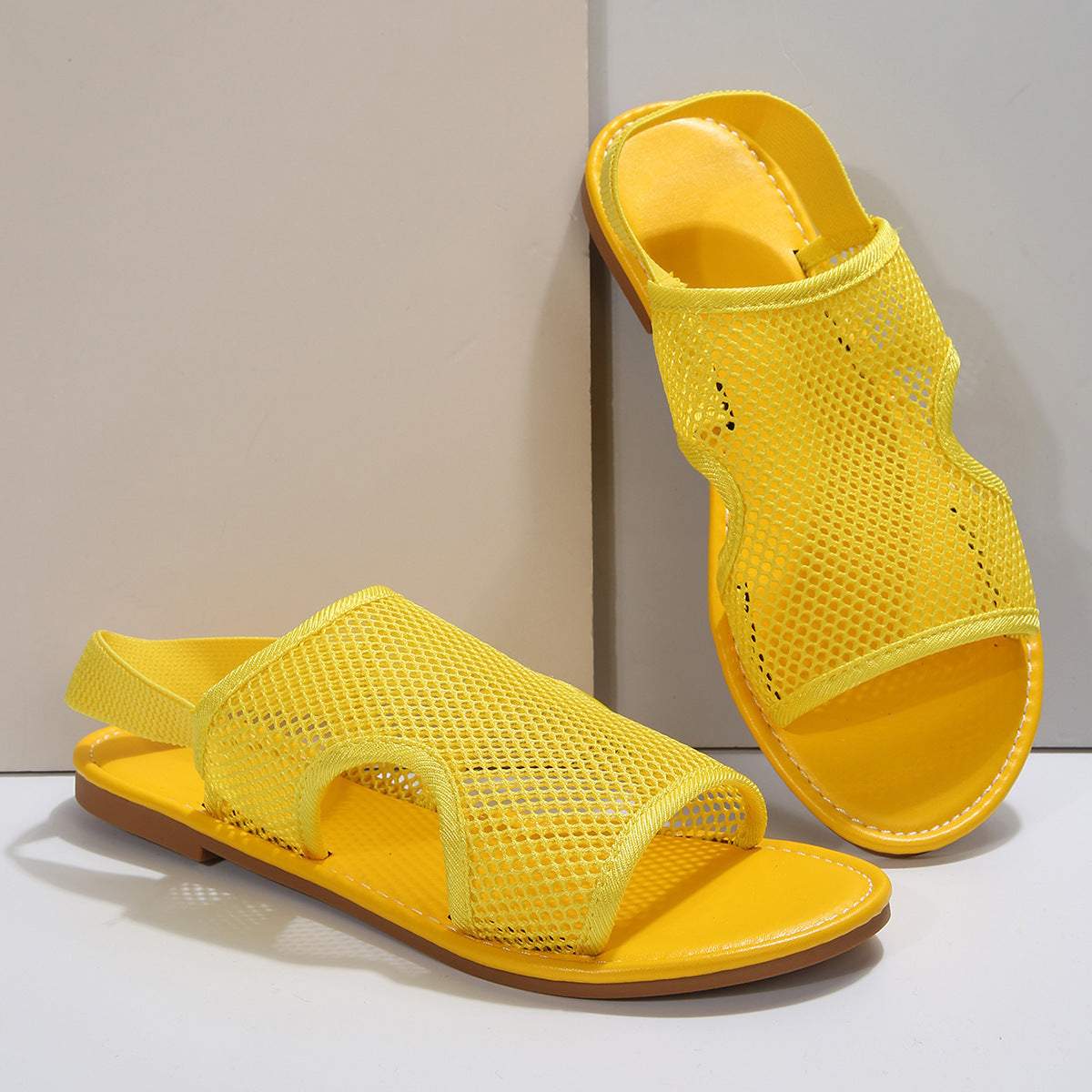 Unisex Mesh Summer Sandals - Breathable Flat Beach Shoes