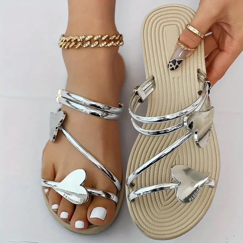 Women's Heart Shape Summer Beach Slippers - Love Design