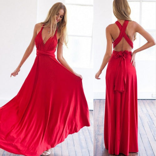 Robe Maxi Boho Convertible à Bandage pour Femmes