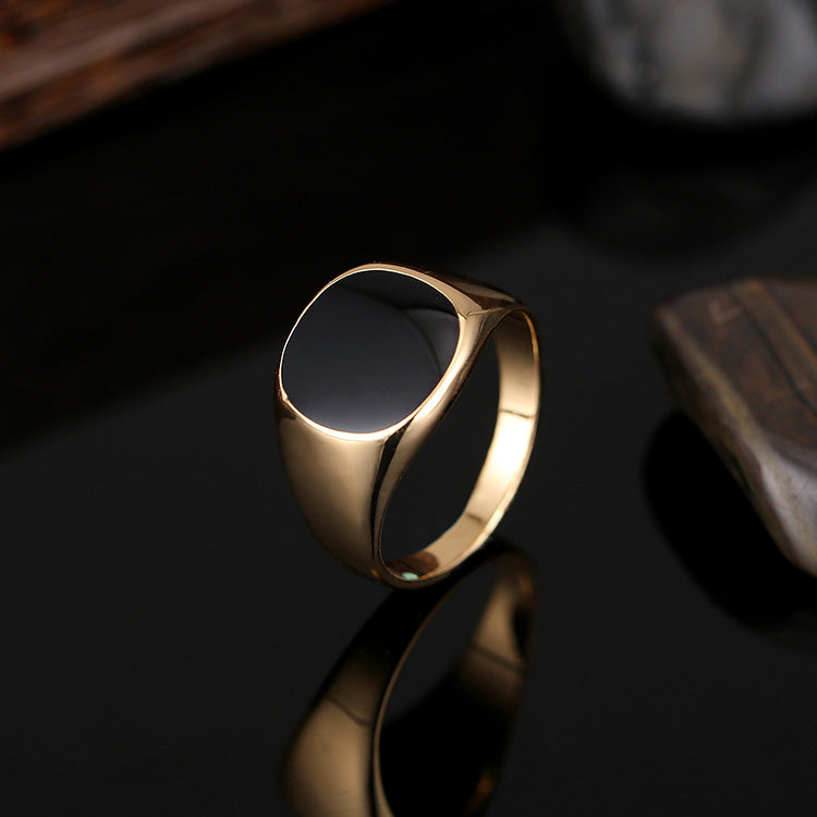 Bague classique en alliage de zinc pour hommes, goutte d'huile lisse
