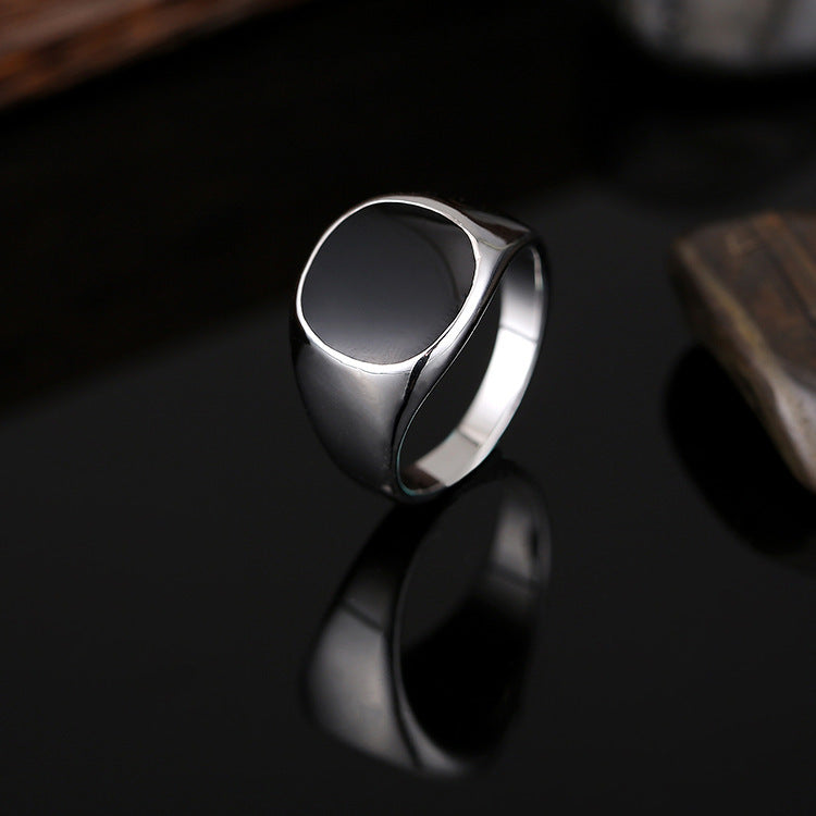 Bague classique en alliage de zinc pour hommes, goutte d'huile lisse