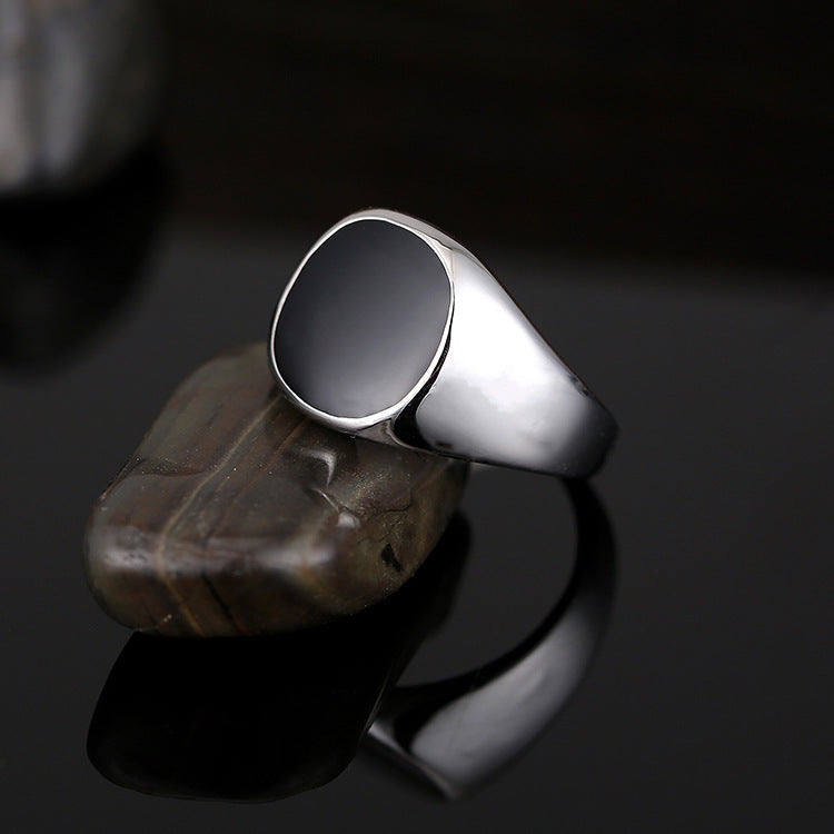 Bague classique en alliage de zinc pour hommes, goutte d'huile lisse