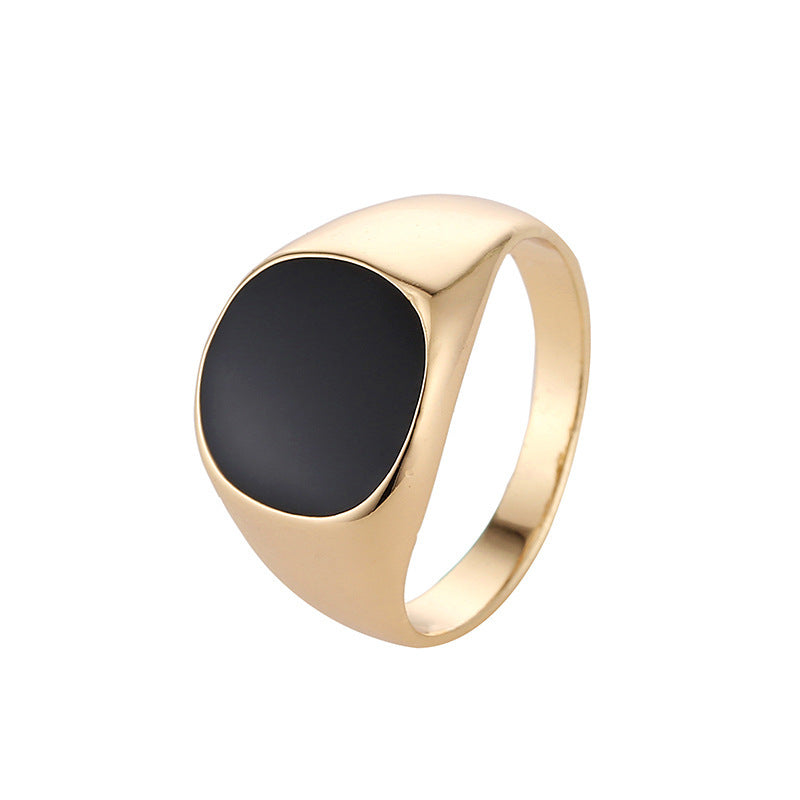 Bague classique en alliage de zinc pour hommes, goutte d'huile lisse