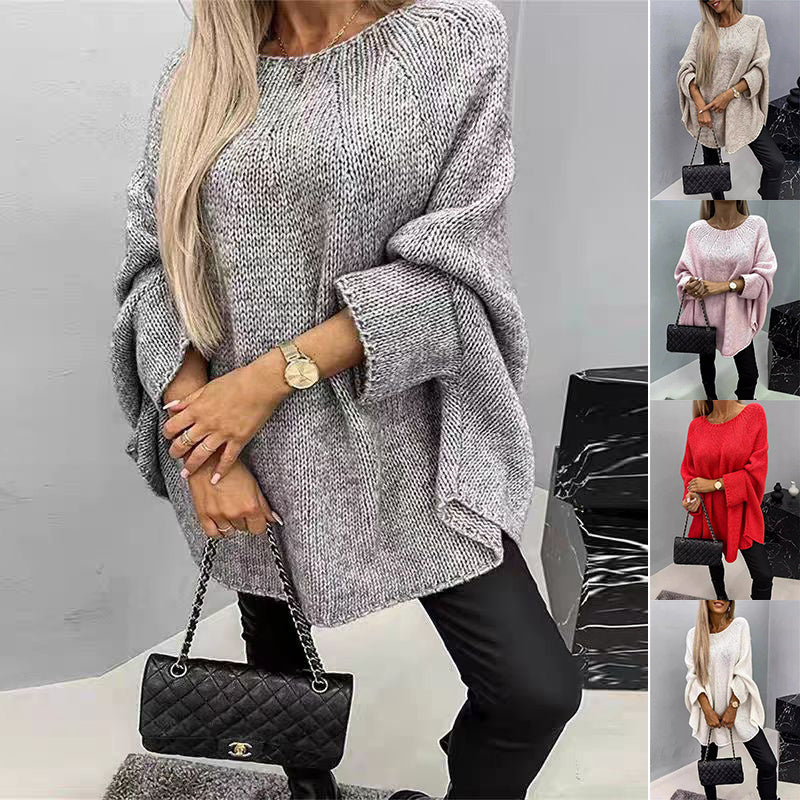 Luxurious Batwing Sleeve Pullover Sweater - Winter Fashion Collection