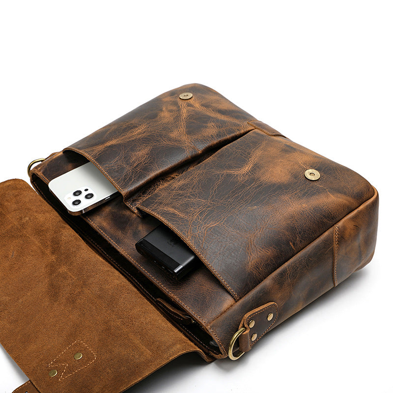 Sacoche porte-documents portable en cuir pour hommes
