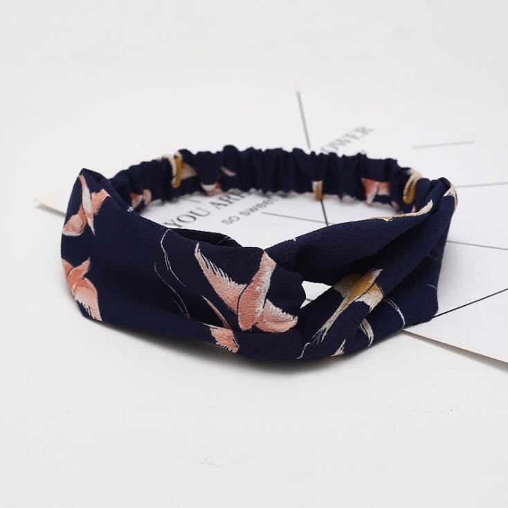 Kvinnor retrostil hårband blommigt tryck pannband Cross