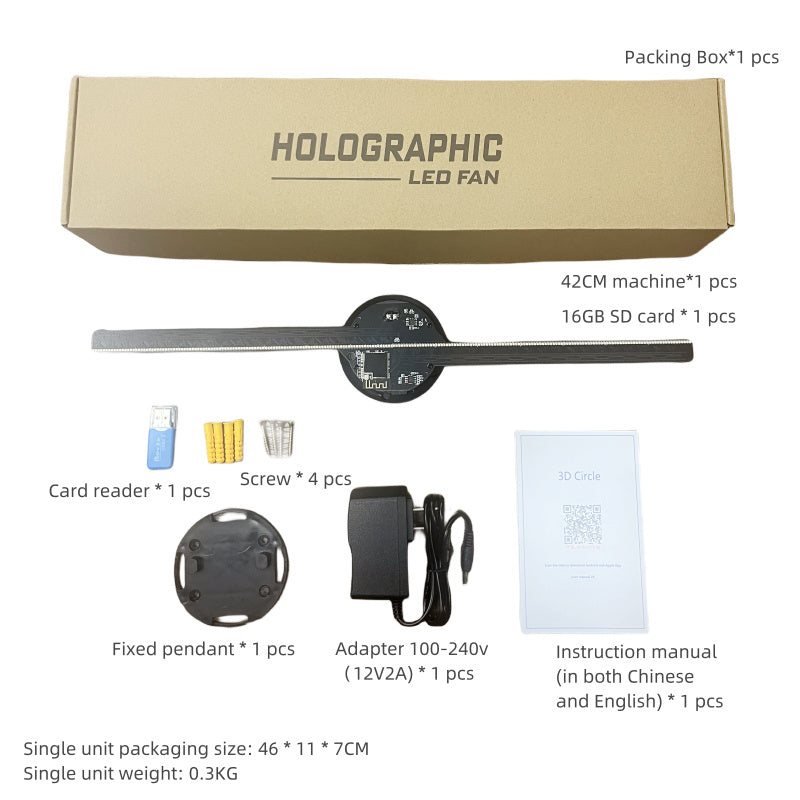 Projecteur holographique à Led, panneau lumineux, écran de ventilateur, image vidéo, lumière holographique 3d, décoration de vacances, DIY bricolage