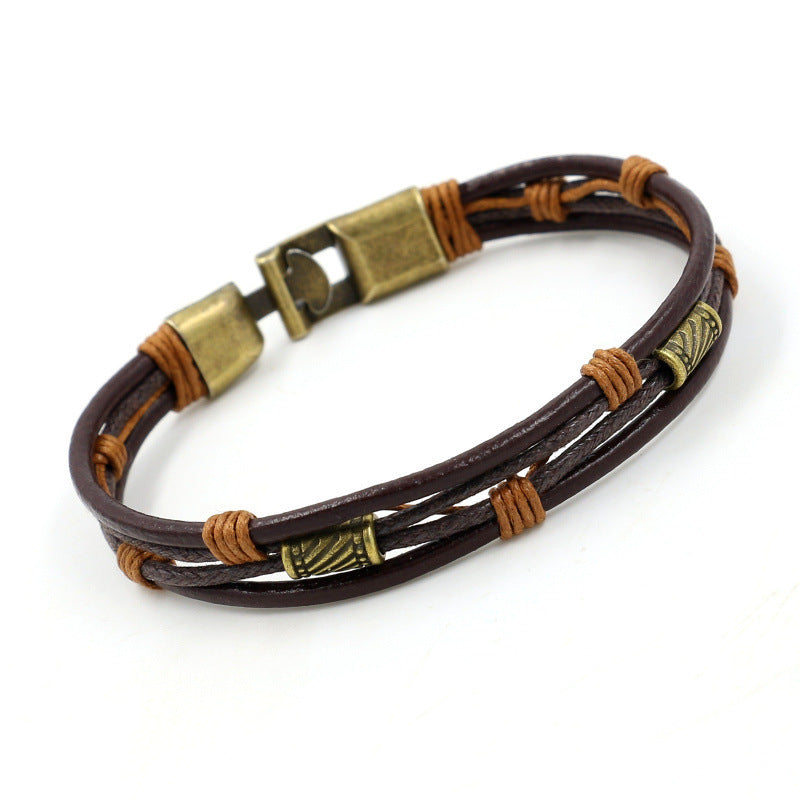 Retro armband i flätat läder för män
