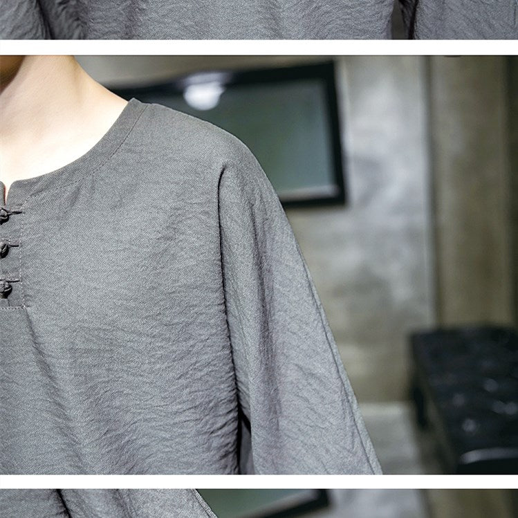 Costume fin en coton et lin de style ethnique pour homme