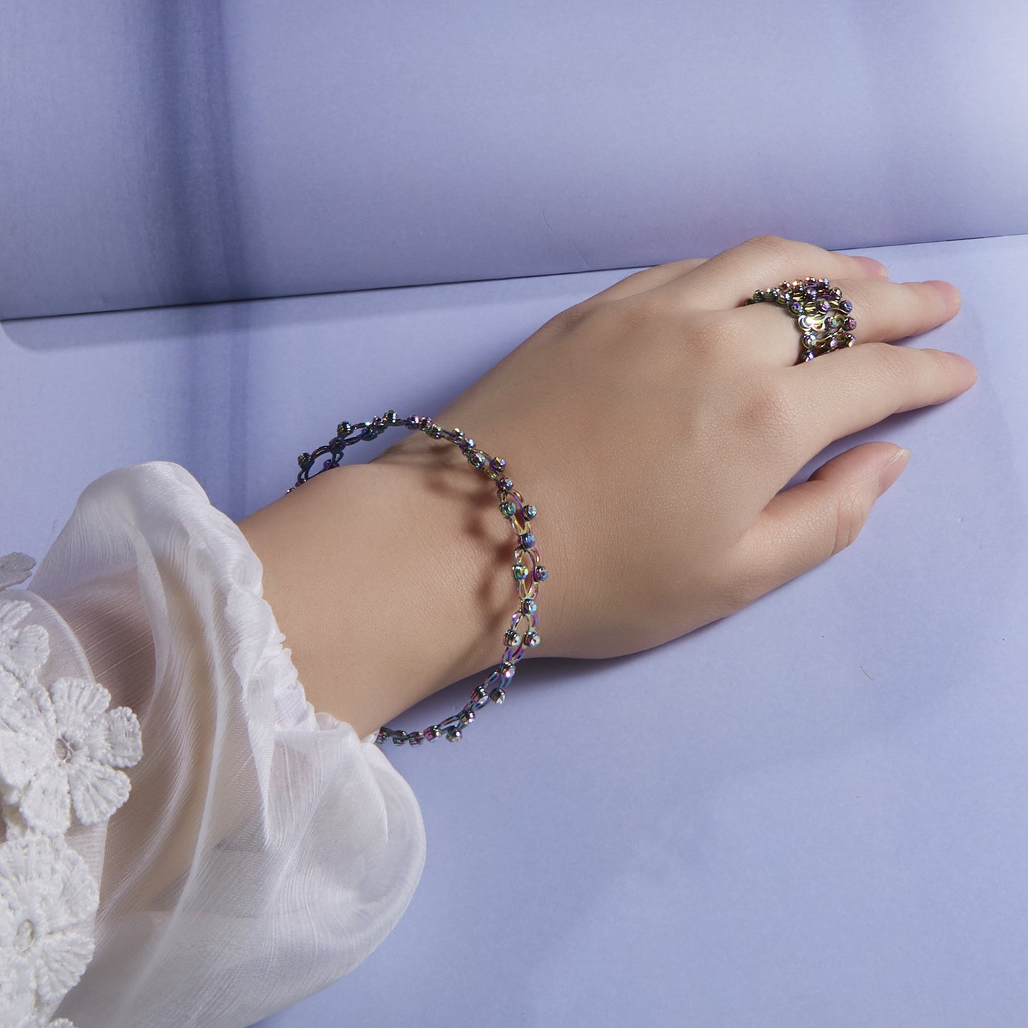 2 i 1 vikbara infällbara ringar armband magiska strass ringar deformerbara armband kvinnor i stil justerbara modesmycken