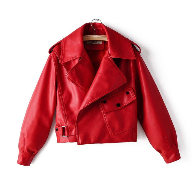 Veste en cuir PU pour femme avec veste courte en cuir lavé