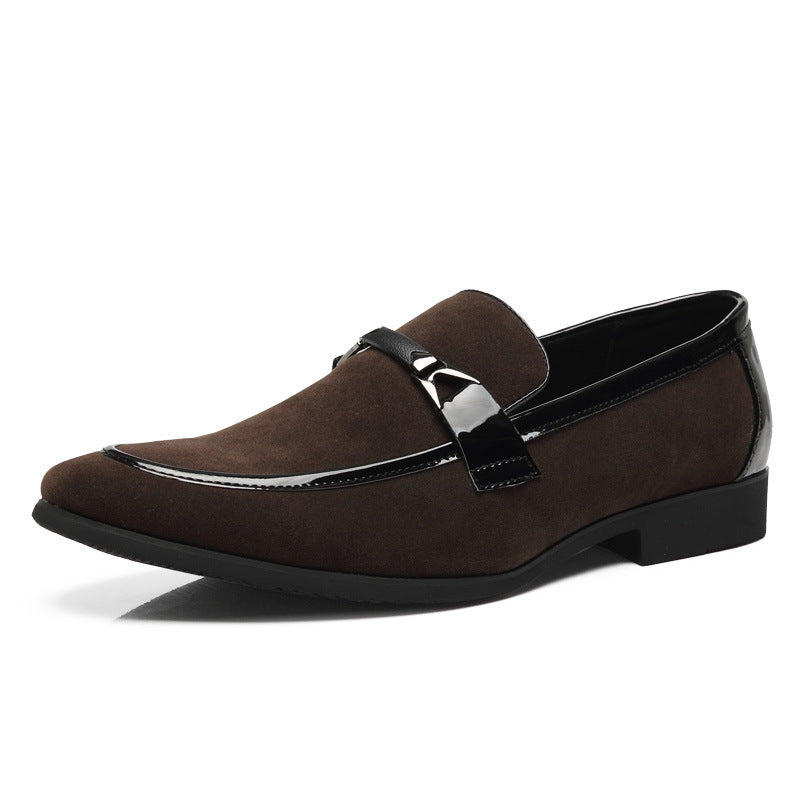New Men's Business Formal Leisure Slip On Korean Style Black Plus Size Classic British Fashion Wedding Leather Shoes Men
