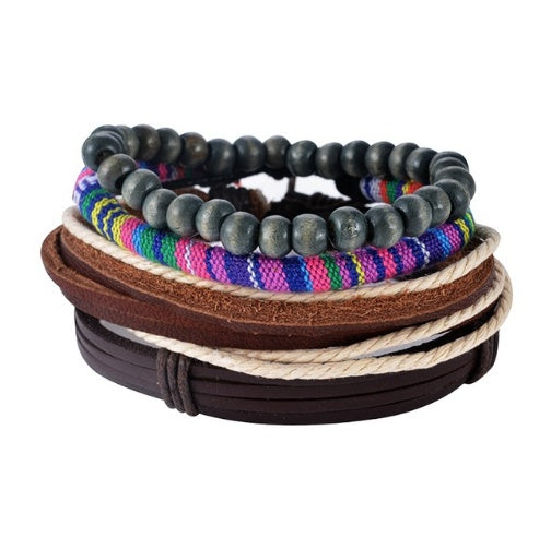 Läderarmband män Flerlagers pärlorarmband Punk wrap armband för kvinnor Vintage punk män smycken