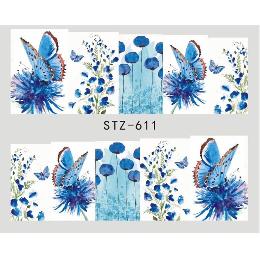 1 st nagelklistermärken fjäril blomma vattenöverföringsdekaler för nagelkonstdekoration tatuering manikyr wraps verktyg spets JISTZ508