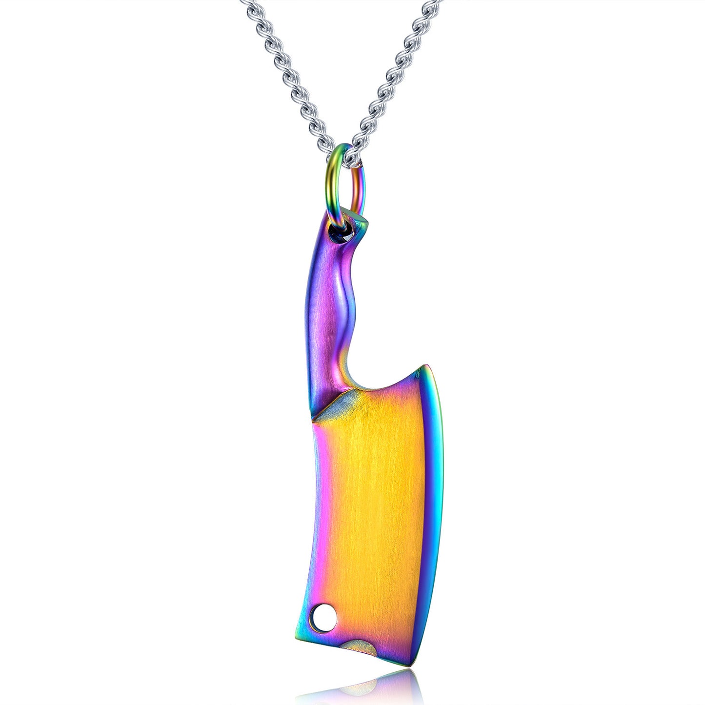 Collier en acier inoxydable pour hommes, pendentif classique éblouissant coloré