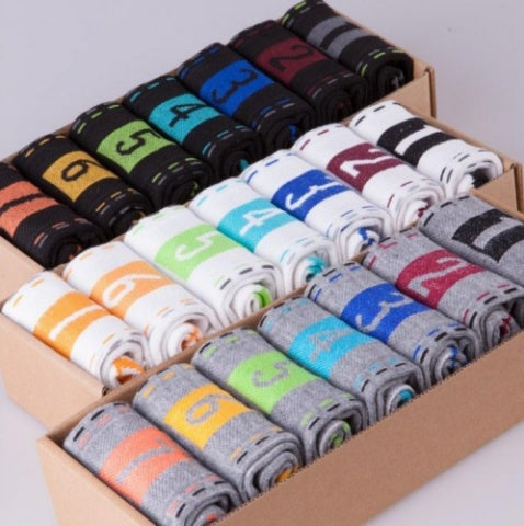 Chaussettes en coton numériques créatives de sept jours, chaussettes de sport, semaine paresseuse, pour couples