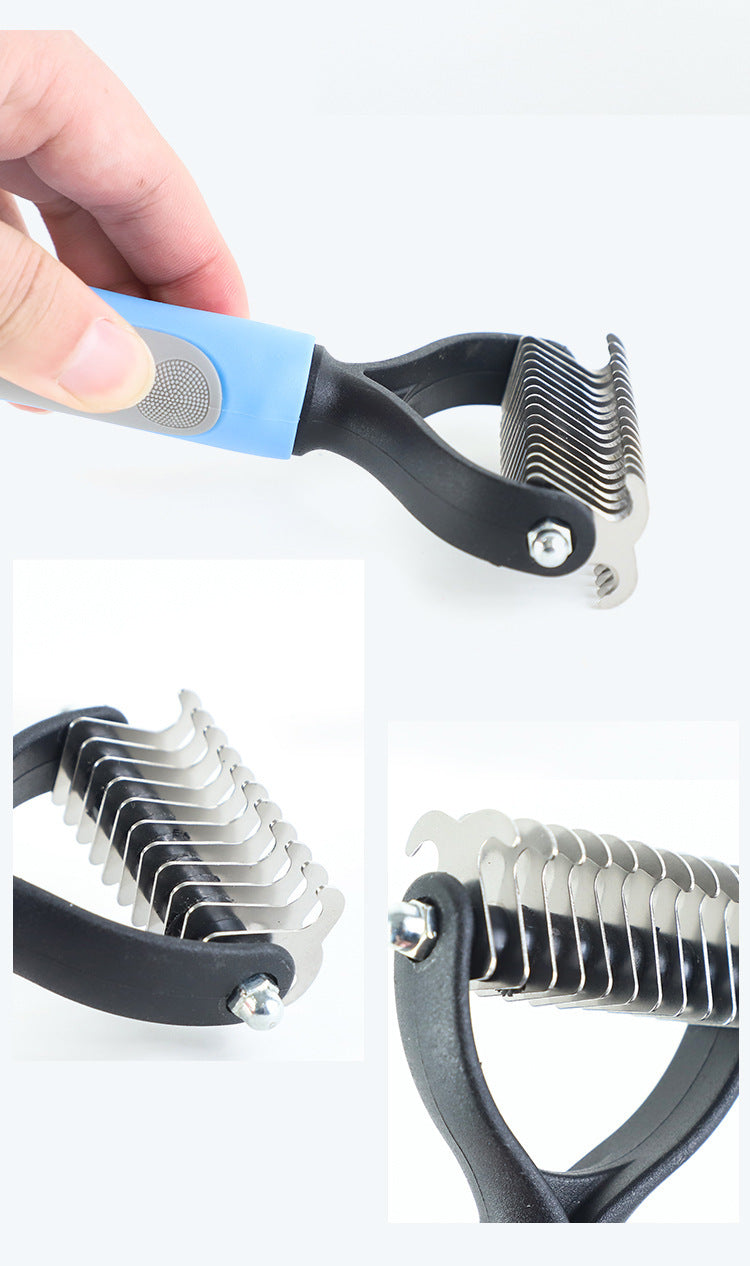 Stainless Steel Pet Brush - Double-Sided Hair Removal Comb for Grooming