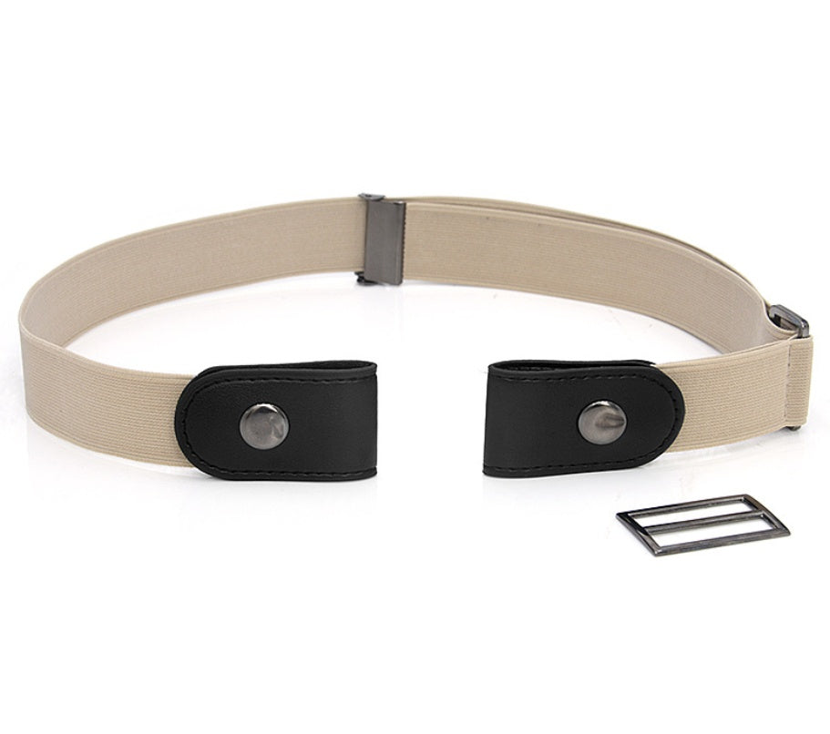 Men's Leather Slim Stretch Invisible Jeans Lazy Belt - Seamless Comfort