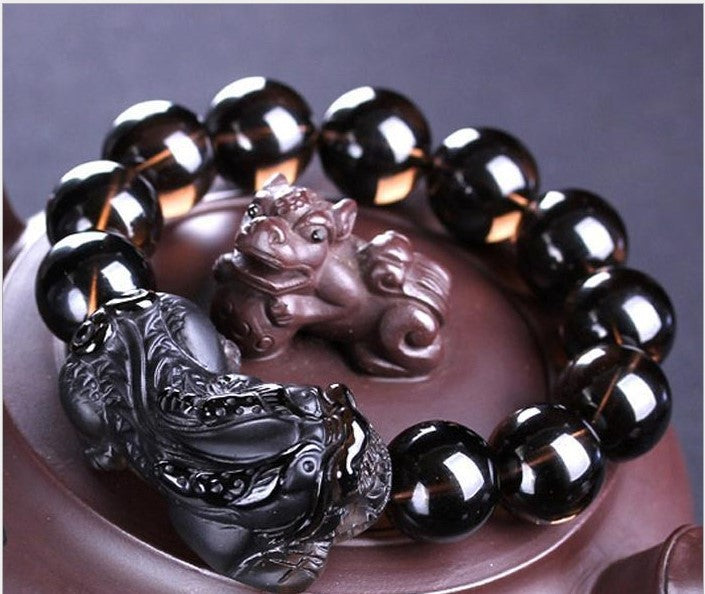 Kaiguang Espèces de Glace Naturelle Bracelet Framboise Anthracite Noir Grand Robinet Givré Râpe Framboise Corde à Main avec Corde à Main pour Hommes