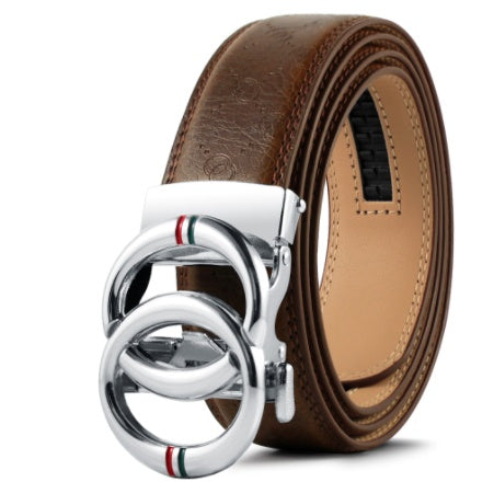 Men's Automatic Alloy Buckle Cowhide Belt - Effortless Strength