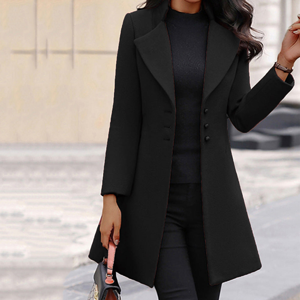Manteau d'hiver à simple boutonnage et revers