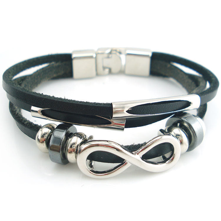 PH18 direktförsäljning Europa och USA neutralt icke-mainstream läder retro mäns läderarmband armband 8 ord obegränsad symbol