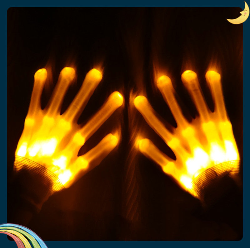 1 par eleganta LED-ljus skeletthandskar Halloween julkostymdekor