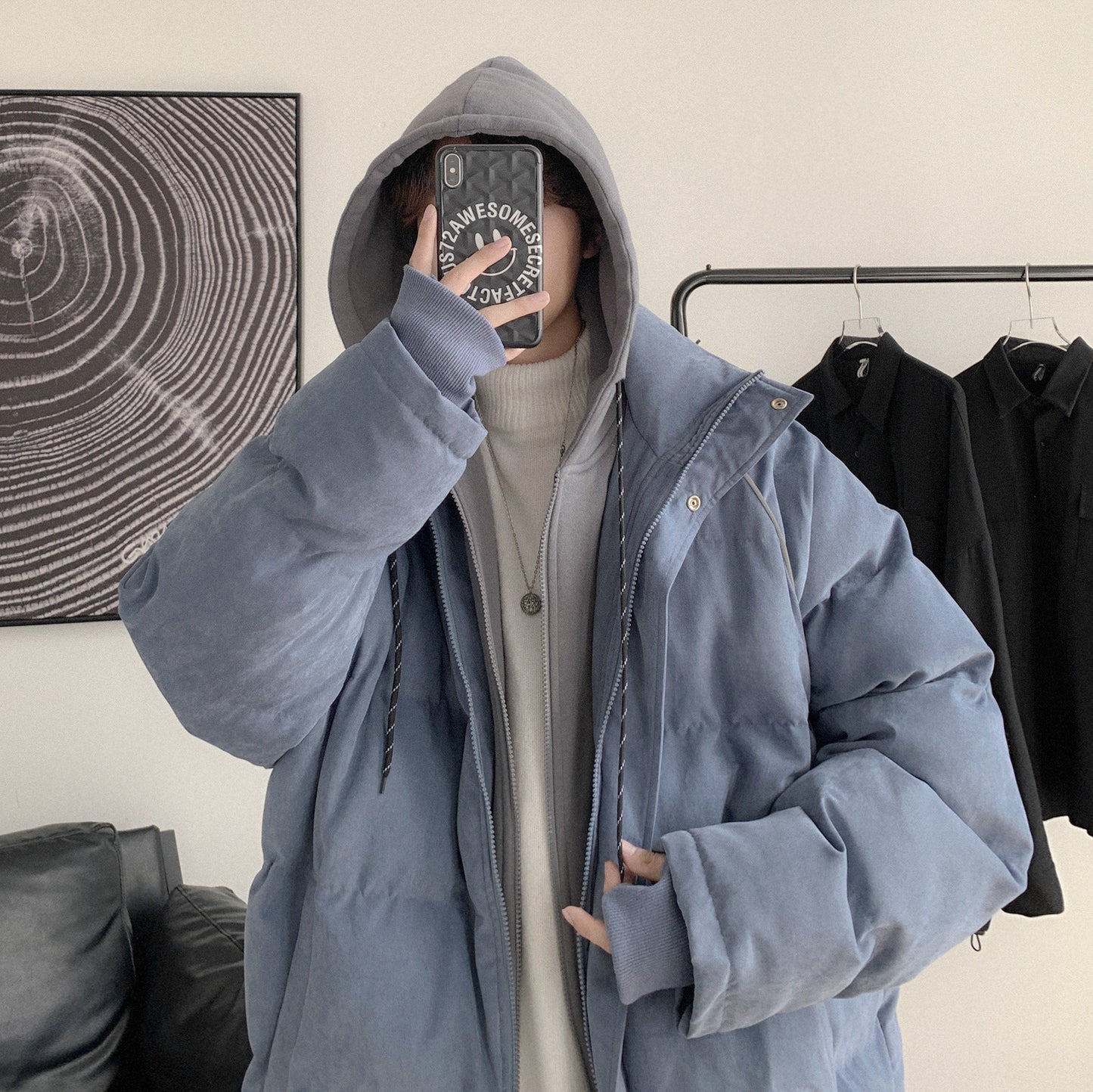 Veste à capuche rembourrée en coton Youth Street rembourrée pour hommes
