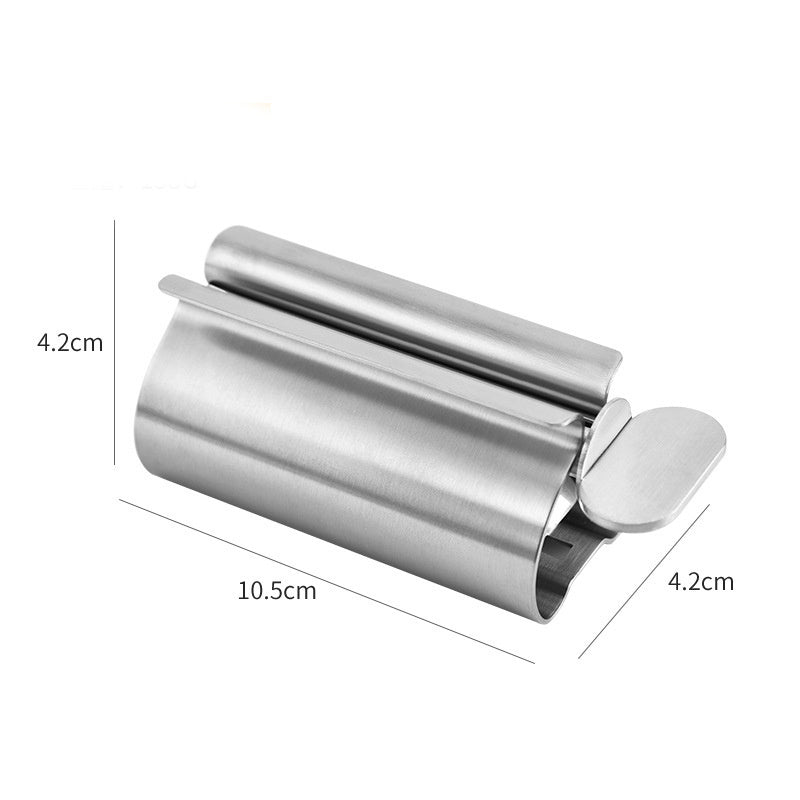 Badrumstillbehör Set Rullande Tandkrämspress Tub Tandkrämsdispenser Tandborstehållare Ställ Rostfritt Stål Dispenser