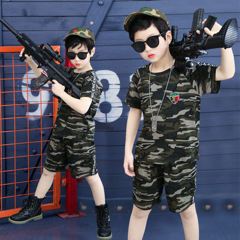 Boys Summer Short Sleeve Camouflage Clothing