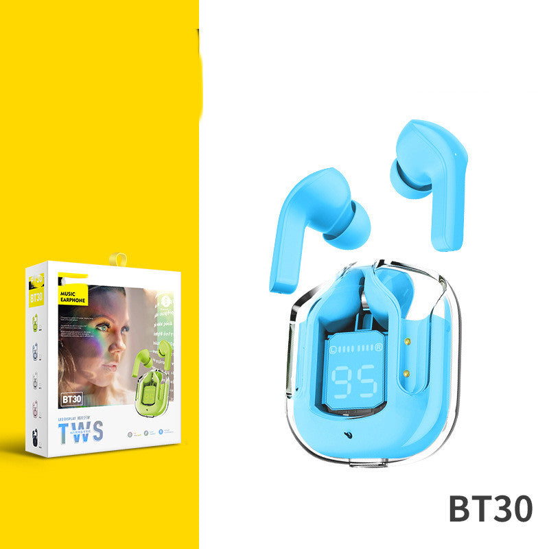Nytt Mini Transparent trådlöst Bluetooth Headset Digital Display ENC brusreducering True Wireless Sports Music