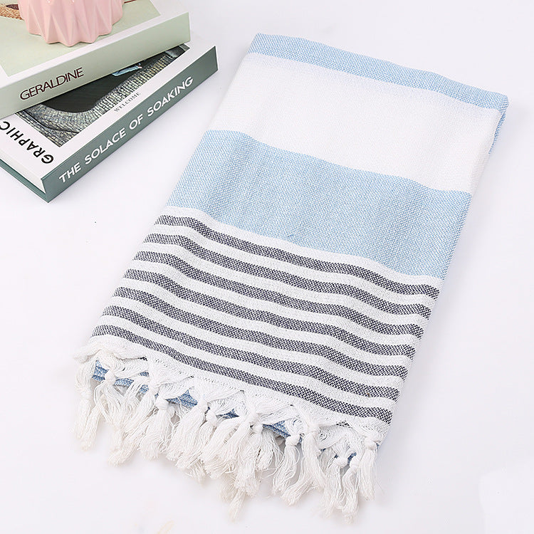 Serviette de plage rayée en coton 100x180cm