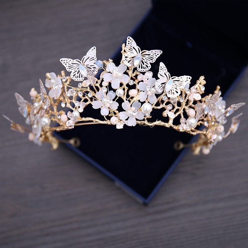 Veil Bride Bröllopsklänning Crown Tredelad huvudbonad Crown Super Fairy Series