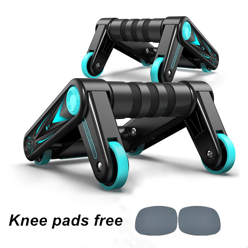 Professional NENGNAI Abdominal Muscle Wheel - PP/NBR/TPR/Metal (Black + Lake Blue, Dual Purpose Foldable)