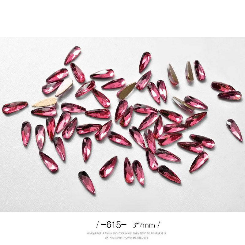 3D Water Drop Rhinestones - 10 Pieces 7x3mm | 3g Acrylic 12 Color Options