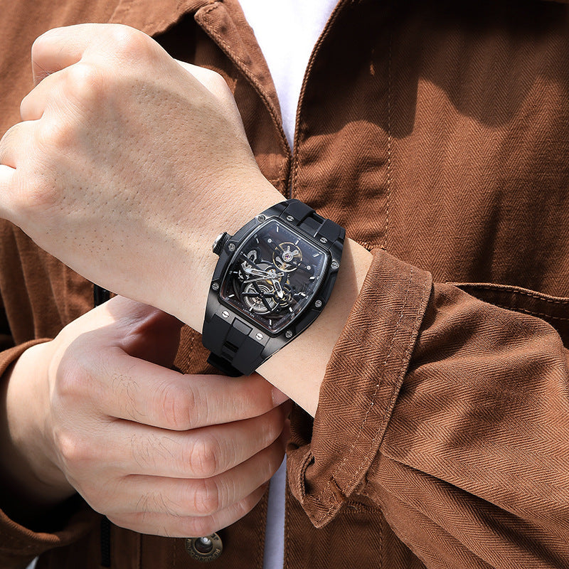 Men's Stainless Steel Shell Automatic Hollow Mechanical Watch