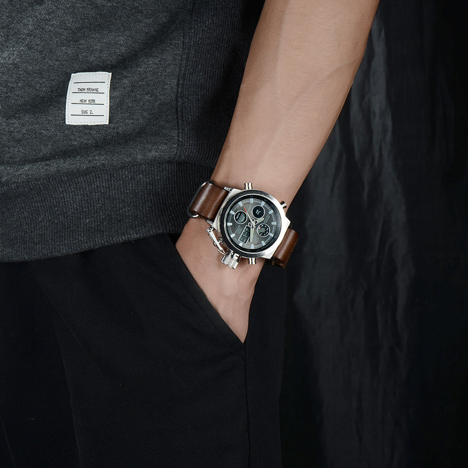 Relogio Masculino marque de luxe hommes montres hommes Quartz heure analogique numérique LED montre de sport hommes armée militaire montre-bracelet