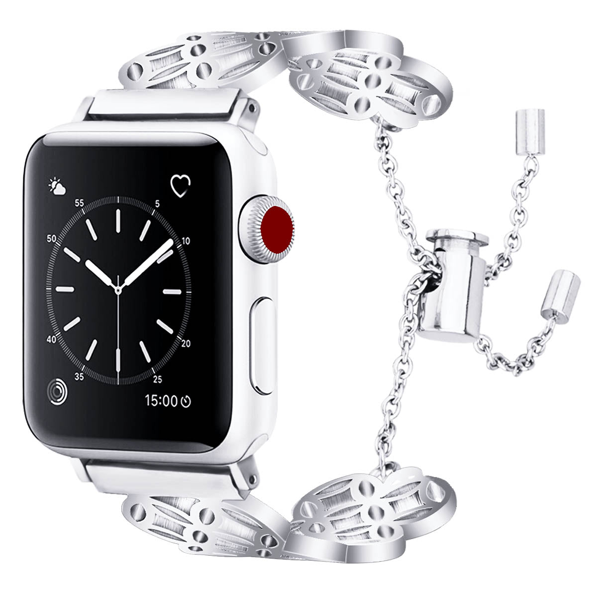 Compatible avec Apple, bracelets à fleurs papillon de haute qualité pour montre, Bracelet en acier inoxydable pour la série Iwatch