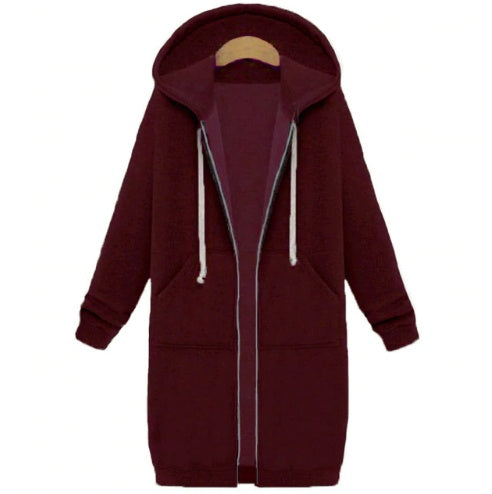 Sweat à capuche long hiver tröja kvinnors jacka et long tjock skjorta