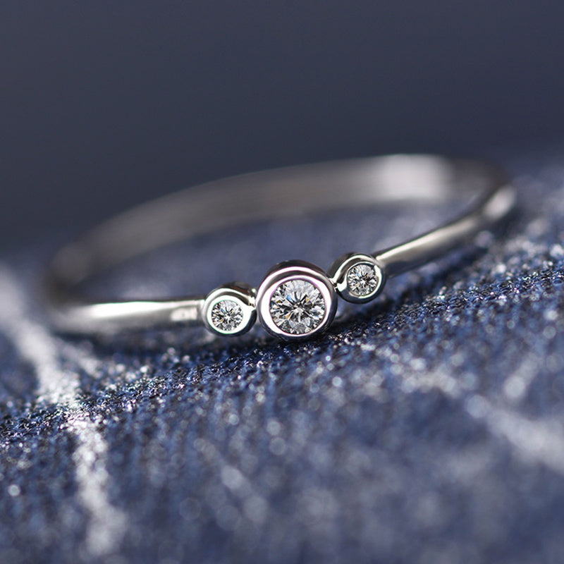 Bagues jointes trois diamants cuivre zircon