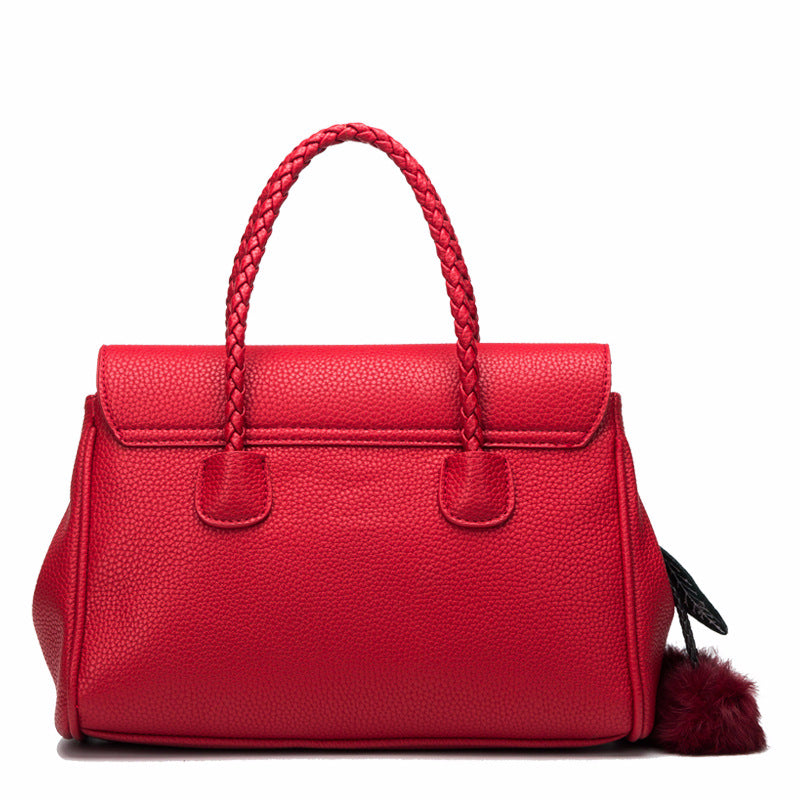Textured Lychee Leather Handbag - Premium Embossed Pattern Shoulder Bag