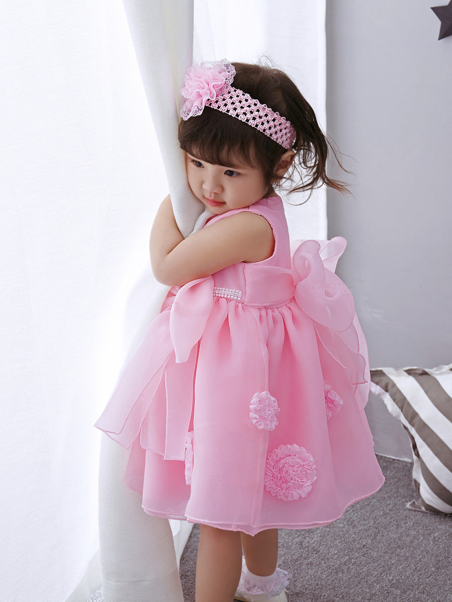 Spring/Summer Infant Baby Child Princess Dress - Pink Flower Girl Dress