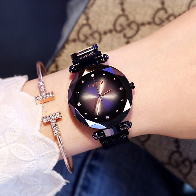 Montres femmes en or Rose mode diamant dames ciel étoilé aimant montre étanche femme montre-bracelet