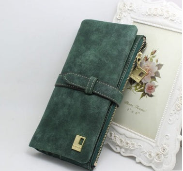 Nubuck Leather Zipper Wallet