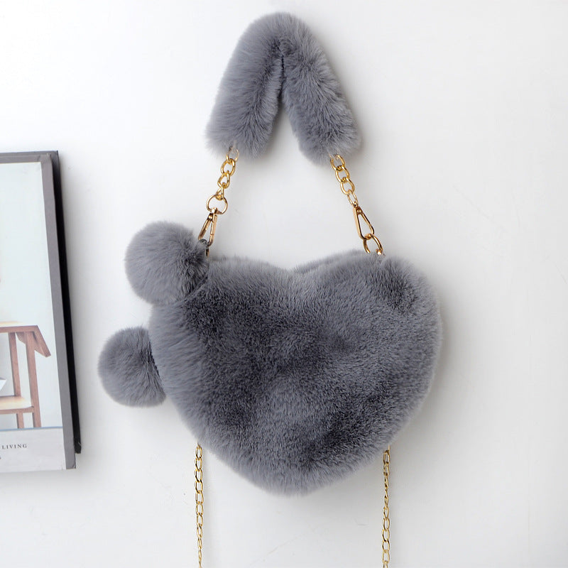 Plush Love Handbag - Soft Faux Fur Tote for Romantic Occasions & Parties
