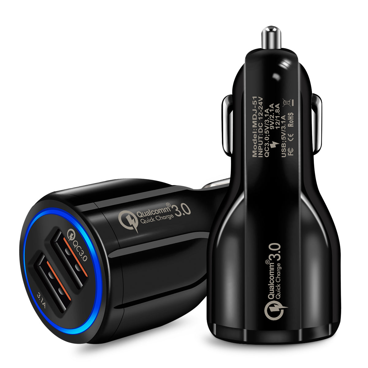 Quick Charge 3.0 billaddare för mobiltelefon Dubbel usb billaddare Qualcomm Qc 3.0 snabbladdningsadapter Mini usb billaddare