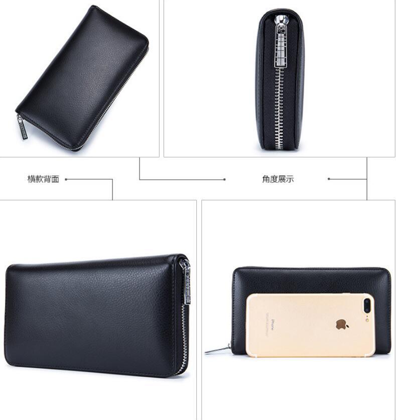 Portefeuille Rfid en cuir véritable de vache pour hommes, nombreux départements, 36 fentes, porte-carte, poche pour téléphone portable, pochette longue