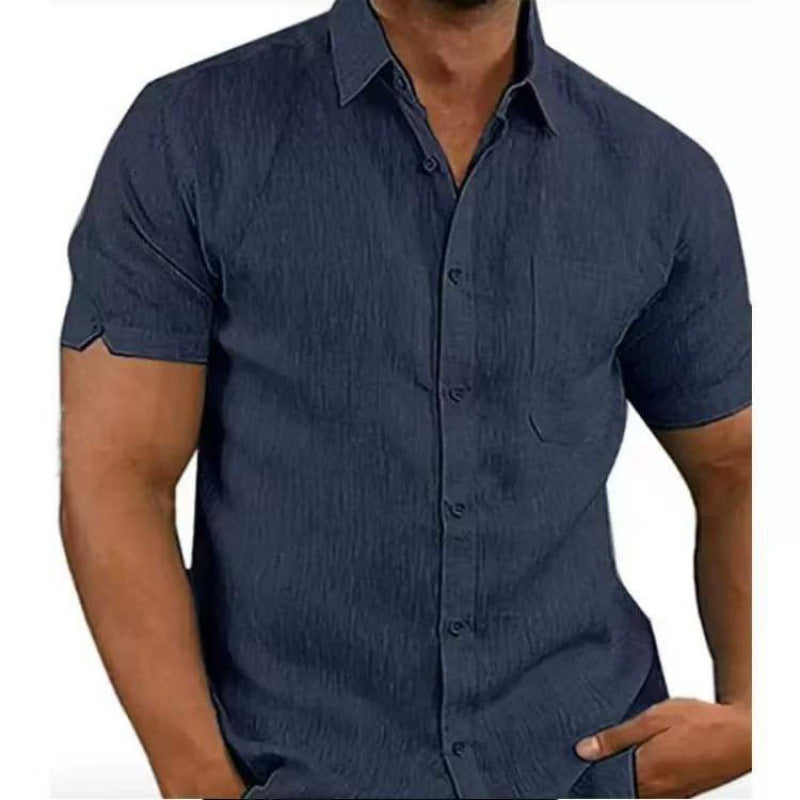 Herr Kortärmade Sommar Enfärgade Skjortor Casual Lösa Toppar T-shirt