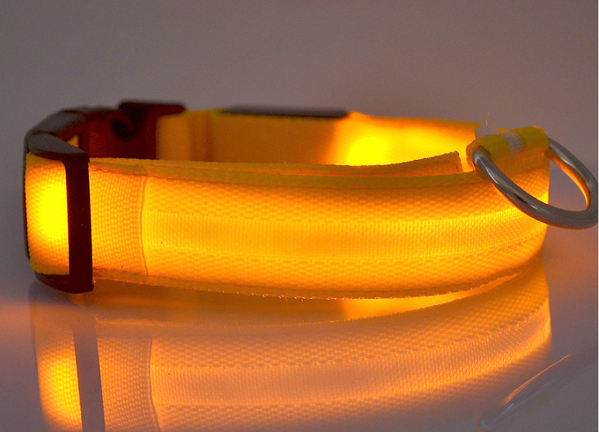 Nylon LED Hund Ljushalsband Nattsäkerhet Blinkande Glöd i mörkt Hund Kattkoppel Justerbara husdjurstillbehör
